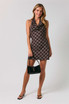 HALTER NECK OPEN BACK PLAID MINI DRESS