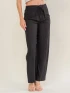 POCKETS AND ADJUSTABLE WAIST WIDE LEG LINEN PANTS