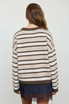 HEATHERED MULTI-STRIPE RAW EDGE KNIT SWEATER
