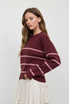 STRIPE RAW CREW NECK LONG SLEEVE SWEATER
