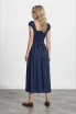 CRINKLE PLISSE CAP SLEEVE SMOCKED MIDI DRESS