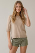 HALF SLEEVE KNIT SIDE SLIT TOP