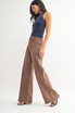 HIGH RISE PATCH POCKET WIDE LEG FLARE DENIM JEANS