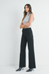 HIGH RISE PATCH POCKET WIDE LEG FLARE DENIM JEANS