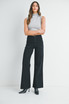 HIGH RISE PATCH POCKET WIDE LEG FLARE DENIM JEANS