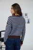 STRIPE BUTTON DOWN FUZZY KNIT CARDIGAN