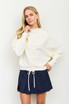BOAT NECK BUTTON DOWN KNIT CARDIGAN SWEATER