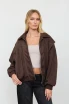 FAUX LEATHER COLLARED ZIP-UP BOXY BOMBER JACKET (Updating)