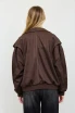 FAUX LEATHER COLLARED ZIP-UP BOXY BOMBER JACKET