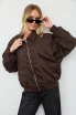 FAUX LEATHER COLLARED ZIP-UP BOXY BOMBER JACKET