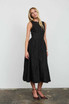TEXTURED FLORAL JACQUARD BOAT NECK MIDI DRESS