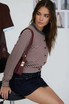 STRIPE CONTRAST TRIM KNIT CARDIGAN