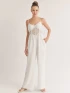 SLEEVELESS POCKETS MESH DETAILED WIDE LEG JUMPSUIT