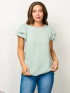 SHORT RUFFLE SLEEVES SOLID BLOUSE