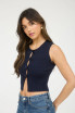 CUTOUT BOW DETAIL RIBBED SWEATER TOP