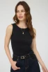 ROUND NECK SLEEVELESS TEXTURED KNIT TOP