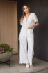EYELET TRIM WIDE LEG PANTS