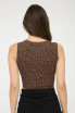LEOPARD PRINT SLEEVELESS CROPPED KNIT TOP