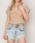 WOVEN V-NECK SPLIT BACK TOP