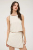 CONTRAST TRIM SLEEVELESS LINEN CROP TOP