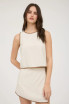 CONTRAST TRIM SLEEVELESS LINEN CROP TOP