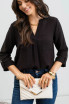 SPLIT NECK BACK BUTTON 3/4 TAB SLEEVE TOP