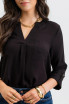 SPLIT NECK BACK BUTTON 3/4 TAB SLEEVE TOP
