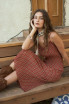 PLAID FRONT TIE SPAGHETTI STRAP MIDI DRESS