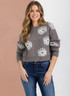LONG SLEEVE DAISY PRINT PULLOVER SWEATER