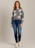 LONG SLEEVE DAISY PRINT PULLOVER SWEATER