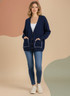 FRONT POCKETS BUTTON TRIM CARDIGAN