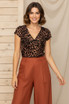 LEOPARD PRINT SHORT SLEEVE TOP