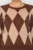 ARGYLE PATTERN SWEATER CREW NECK TOP
