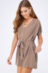 SOLID SHORT SLEEVE BUTTON DOWN ROMPER