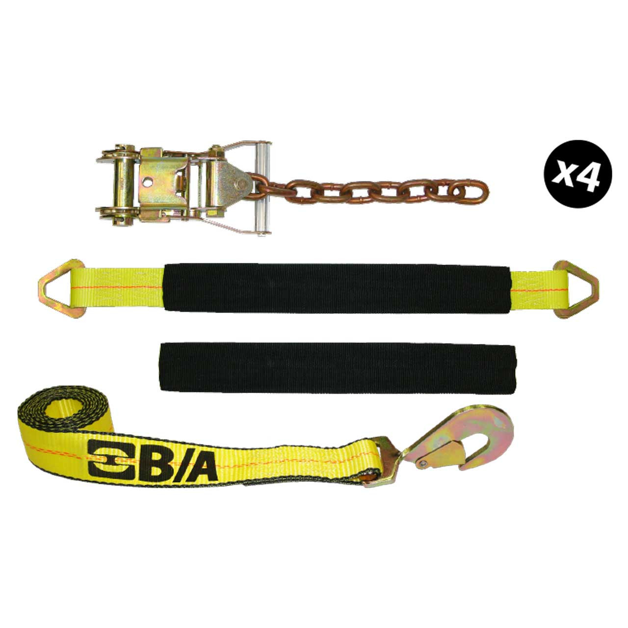 Soft Tie-Down Kit w/Ratchet Chain Axle Straps 2” x 8'