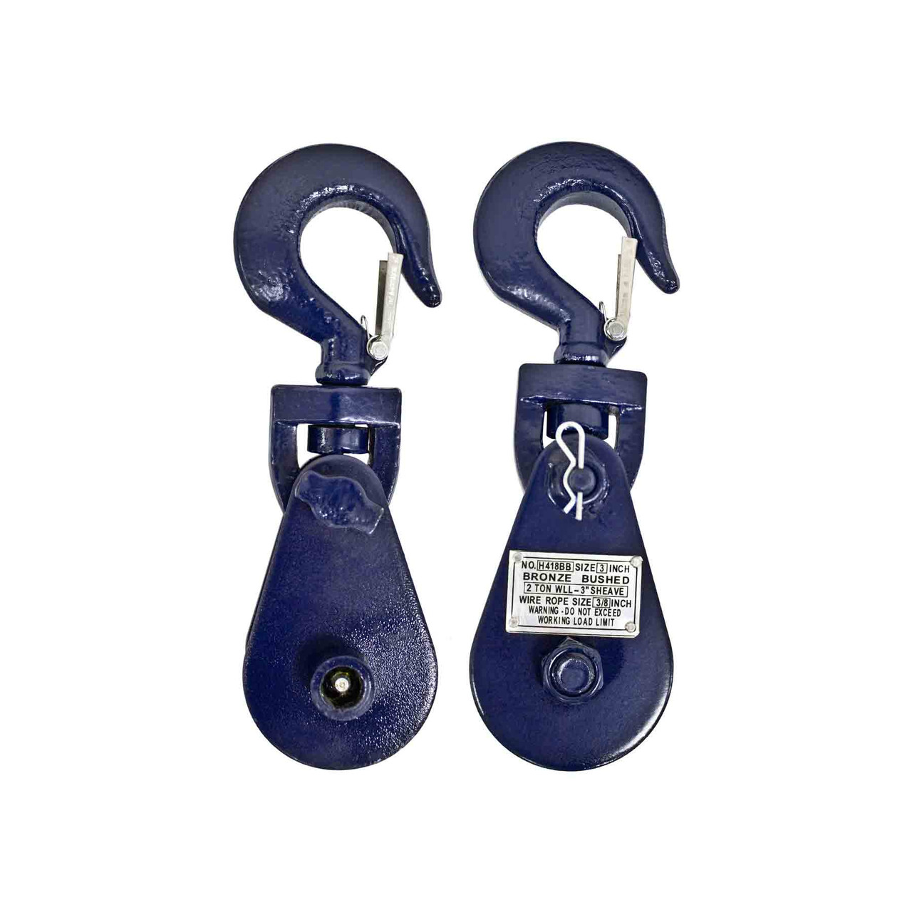 Swivel Hook Single Sheave Pulley Block; Snatch Option