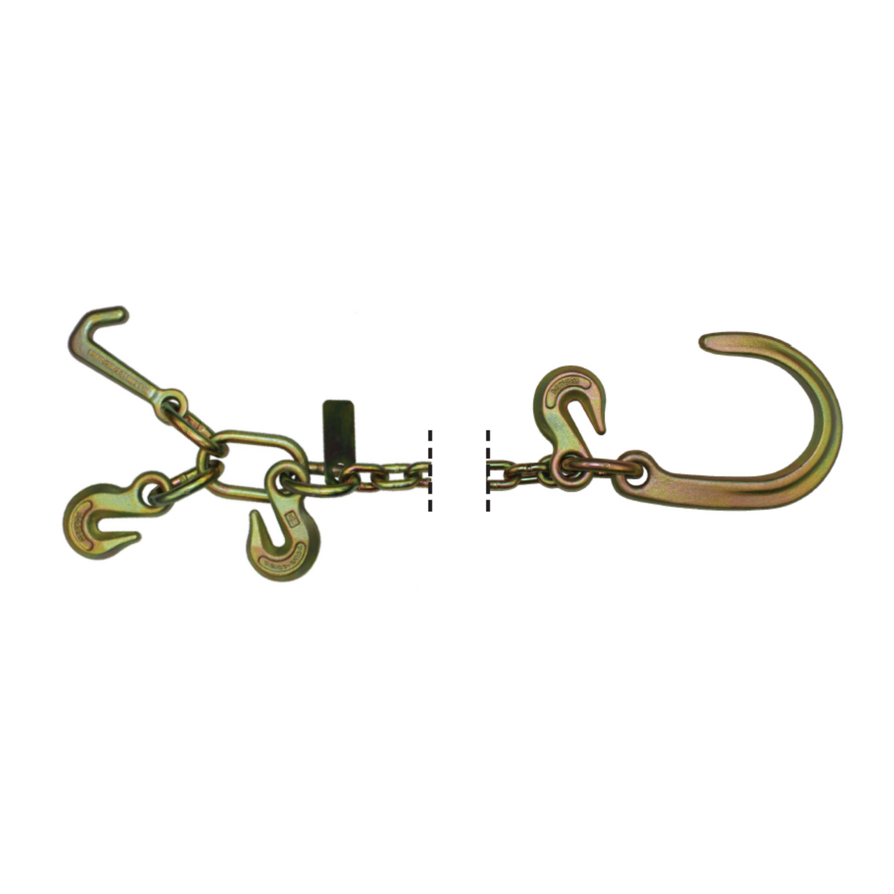 Yellow Zinc G70 Grab, Mini J, and 8” J Hook Chain 5/16-Inch by 3-Foot