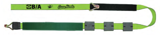 B/A Products Co. Green Mamba 2" x 15’ OEM Double Finger Hooks Tie-Down w/ Grip Strip and Protective Sleeve - RSL-GM180SDJ
