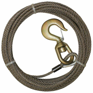 Wire Rope Assembly w/Alloy Swivel Hook 5/8-Inch x 75-Foot