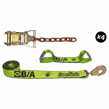 Green Mamba 2” by 14’ Original Patented Rollback Tie-Down System with Chain Ends - GM38-200