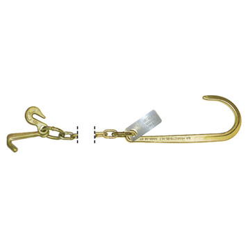 5/16 x 6' Long Shank 8 J Hook Tow Chain w/ RTJ Cluster & Grab Hook (2  Pack)