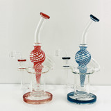 Waterpipe 10 Inch - Recycler Color Swirl Ball With Showerhead Perc