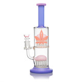 ALEAF WATERPIPE 12" DOUBLE TREE PERC-pink blue color