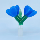 Bowl 14mm Male Double Flower Glass-blue color Bowl 14mm Male Double Flower Glass-blue color
