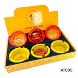 Hipster Hippie Ashtray - Glass With Silicone - Full Exotic Colors - 6 Counts Per Display - Price Per Piece