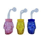 Oil Burner 7" Inch - Double Sided Skull (Olb847) - Assorted Colors - Price Per Piece