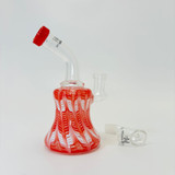 Helios Glass Waterpipe - 6 Inch - Raked with Bent Neck and Banger-Red Helios Glass Waterpipe - 6 Inch - Raked with Bent Neck and Banger-Red