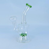 Waterpipe 6" Inch - Mini Hourglass - With Showerhead Perc- green rim