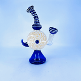 Waterpipe 8" Inches - Bent Neck With Double Dot and Horn Perc -Black