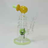 Helios Glass Waterpipe - 7" Inch - Straight With multi Ring and Donut Showerhead Perc 